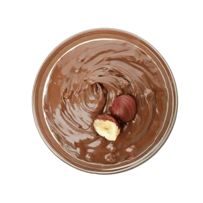 Crema spalmabile al cioccolato con nocciole.