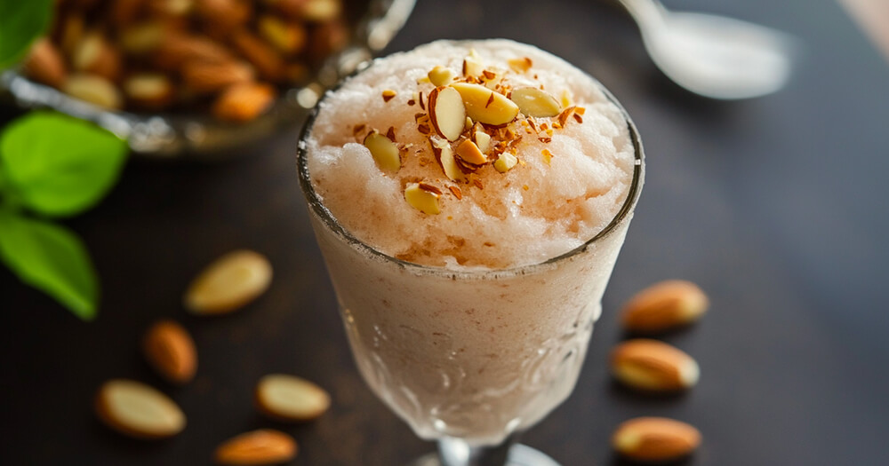 Granita alle mandorle siciliana con mandorle pelate