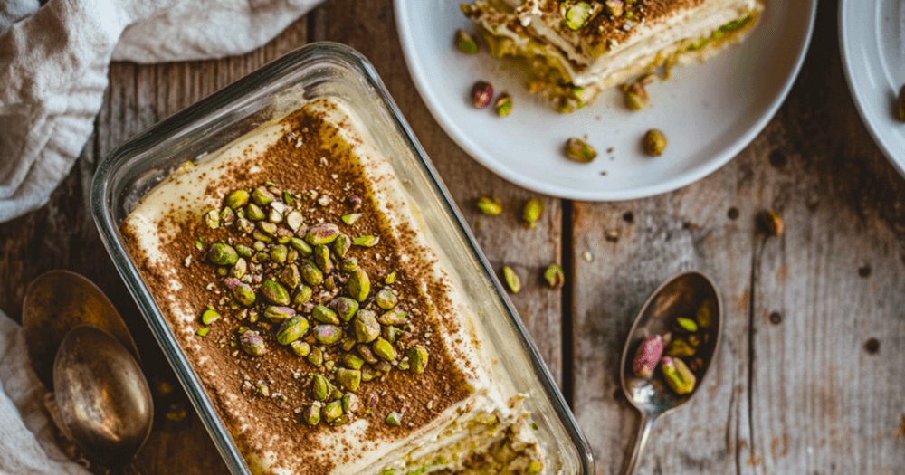 Tiramisù al pistacchio con farina di pistacchio siciliano