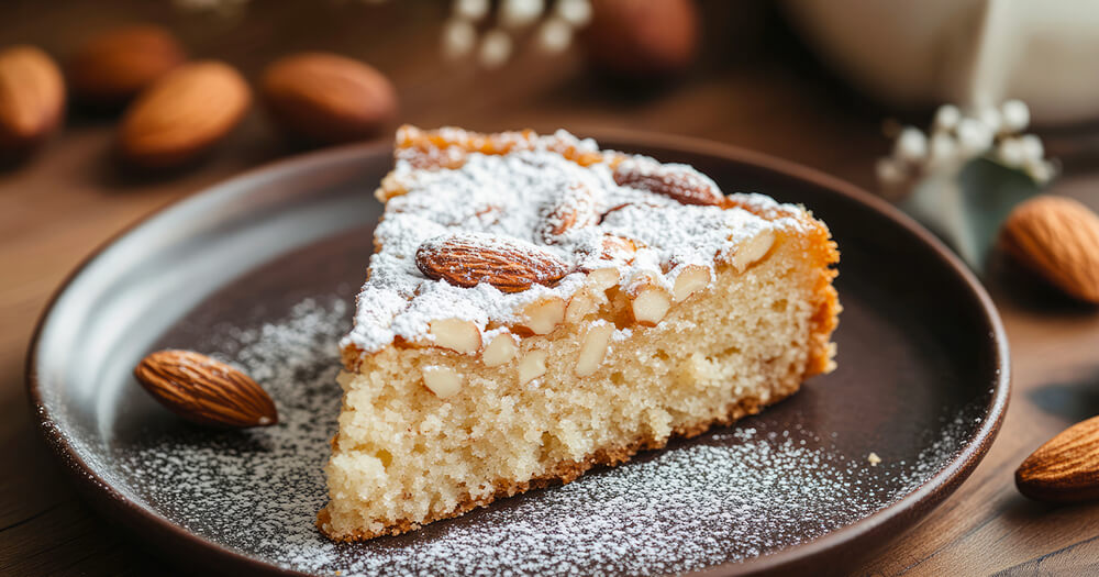 Torta della nonna con mandorle affettate dorate
