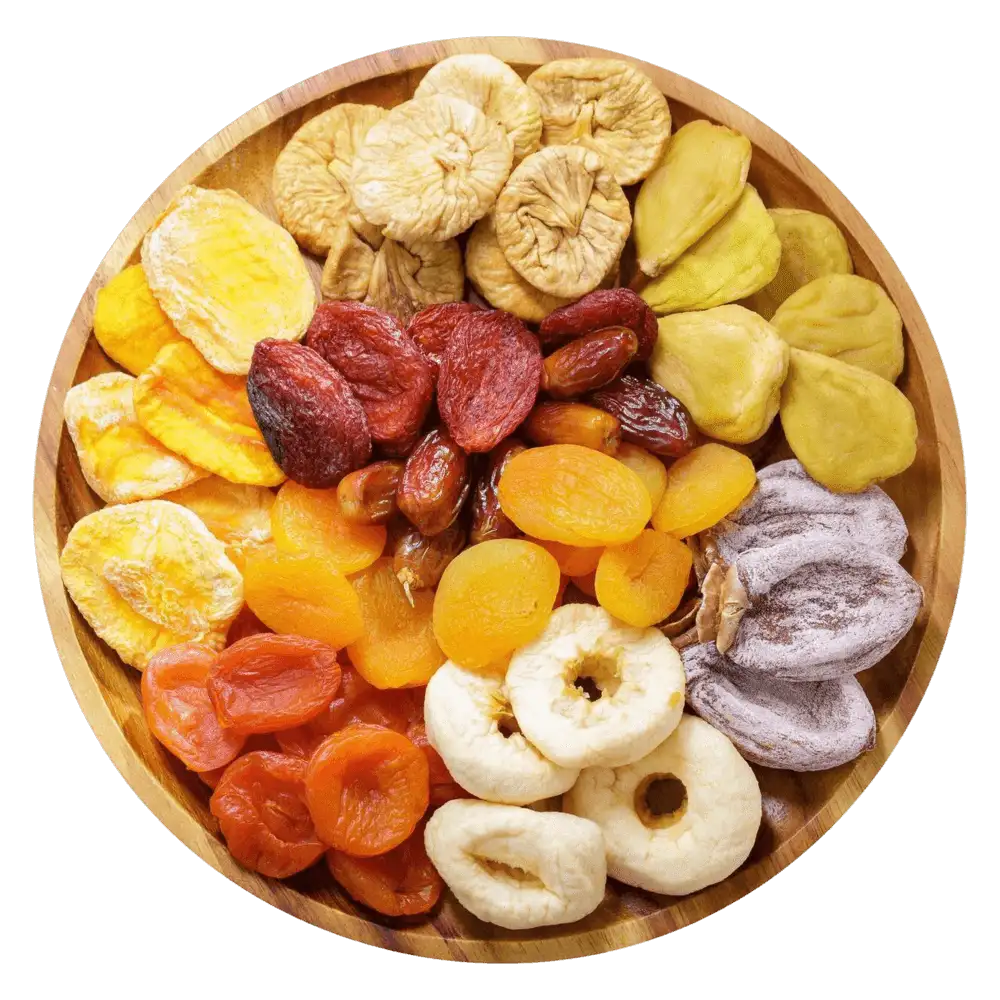 fichi, albicocche, datteri, mele e mango.